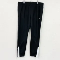 Reebok　リーボック　トラックパンツ/ジャージパンツ　刺繍ロゴ　黒　ブラック　2XOサイズ　古着【値引き交渉OK！】のサムネイル