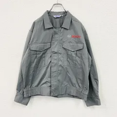 UDUN　BOSCH　ボッシュ　ワークジャケット　作業着　比翼仕立て　フラップポケット　刺繍ロゴ　灰色　グレー　Lサイズ　古着【値引き交渉OK！】のサムネイル