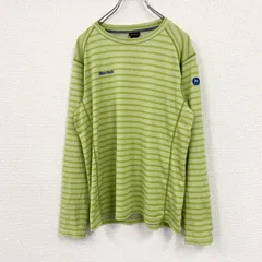 Marmot　マーモット　長袖Tシャツ/ロンT　ボーダー柄　緑　グリーン　XLサイズ　古着【値引き交渉OK！】のサムネイル