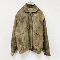 レザージャケット/革ジャン　ライダース　比翼仕立て　ヴィンテージ　茶色　ブラウン　50サイズ　古着【値引き交渉OK！】のサムネイル