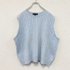 ～90s　RALPH LAUREN　ラルフローレン　コットンニットベスト　ヴィンテージ　水色　ライトブルー　XLサイズ　古着【値引き交渉OK！】のサムネイル