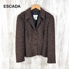 90s ESCADA オールド エスカーダ ミンク ツイード テーラードジャケット ブラウンのサムネイル