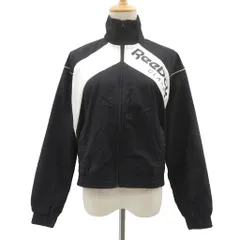 リーボック Reebok クラシック CLASSIC トラックジャケット 上着 M 黒 ブラック ロゴプリント スタンドカラー ジップアップ ミドル丈 /YS23 ■ECB006のサムネイル