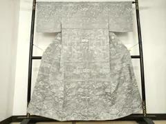 平和屋着物●山岡古都・古都染人　染織美術品　薬墨染　天目織　お召　訪問着　花鳥文　正絹　逸品　未使用　AABL0890ckのサムネイル
