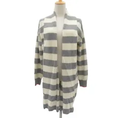 ソニアリキエル SONIA RYKIEL ニットカーディガン カシミヤ 38 アイボリー グレー ボーダー柄 前開き ショールカラー ロング丈 /YS24 ■ECB006のサムネイル
