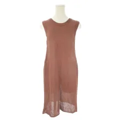 ケービーエフプラス KBF＋ アーバンリサーチ ニットベスト One 茶 レンガ 透かし編み リネンライク ラウンドネック ノースリーブ /CK30 ■GY70のサムネイル