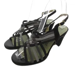 イヴサンローラン YVES SAINT LAURENT サンダル シューズ 35 黒 ブラック 編み込み チャンキーヒール ストラップ /IB ■GY53のサムネイル