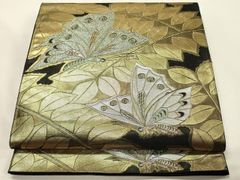 平和屋着物＊夏物 アンティーク 大正ロマン 黒留袖 絽 刺繍 草花文 暈