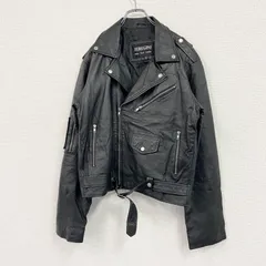 FERUGINI　レザージャケット/シングルライダースジャケット　黒　ブラック　Mサイズ　古着【値引き交渉OK！】のサムネイル