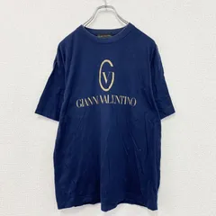 GIANNI VALENTINO　ジャンニヴァレンティノ　半袖プリントTシャツ　紺　ネイビー　Mサイズ　古着【値引き交渉OK！】のサムネイル
