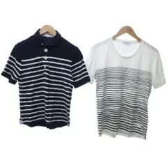 ヒロミチナカノ hiromichi nakano ポロシャツ Tシャツ カットソー ボーダー 半袖 2点セット おまとめ 紺 ネイビー 白 ホワイト M L 0417のサムネイル