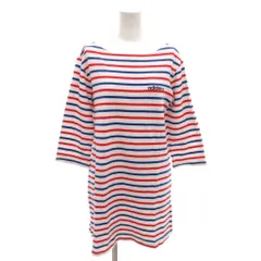 アディダス adidas 美品 チュニック カットソー F 白 ホワイト ボーダー柄 ボートネック ひざ丈 七分袖 /IL ■ECB004のサムネイル
