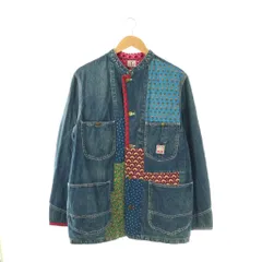 ボヘミアンズ BOHEMIANS カバーオール デニム バンドカラー パッチワーク 花柄 3 インディゴブルー マルチカラー /DO ■GY40のサムネイル