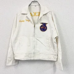 FFAジャケット　ファーマーズジャケット　コーデュロイジャケット　レプリカ　リメイク　刺繍　白　ホワイト　Lサイズ　古着【値引き交渉OK！】のサムネイル