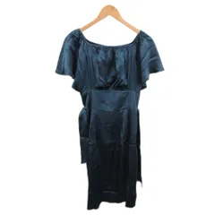 シトラスノーツ CITRUS nOTES ワンピース 半袖 ドレス ひざ丈 ベルト付き 絹 シルク100% 38 青 ブルー 001-58316 ■YHS15のサムネイル