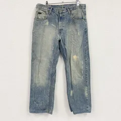 VOLCOM　ボルコム　デニムパンツ/ダメージジーンズ　ジップフライ　インディゴ　W34サイズ　古着【値引き交渉OK！】のサムネイル