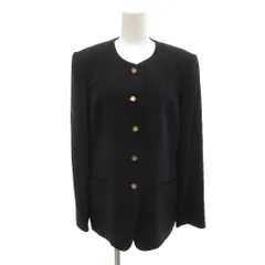 アクアスキュータム AQUASCUTUM ノーカラージャケット 金色ボタン ウール 11 黒 ブラック /JS ■ECG007のサムネイル