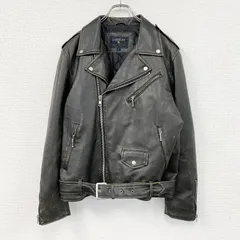 SUGGESTION　サジェッション　フェイクレザージャケット/ダブルライダースジャケット　黒　ブラック　Lサイズ　古着【値引き交渉OK！】のサムネイル