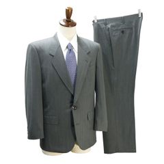 PIERRE BALMAIN CERRUTI 1881 2つボタン シングルスーツ A4 S 緑がかったグレー ストライプ ツータック 春秋冬 FQ-J1186-01 6NG040 【送料無料】【中古】【メンズビジネス】202607