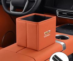 新品 キャデラック専用 車載ゴミ箱 収納ボックス 防水 防漏 後部座席収納 運転席収納 折りたたみ式 多機能 PUレザー オレンジのサムネイル