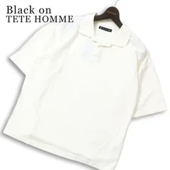 未使用★ Black on TETE HOMME テットオム 春夏 半袖 鹿の子 ポロシャツ Sz.L メンズ 白のサムネイル