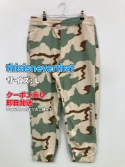 thisisneverthat ディスイズネバーザット スウェットパンツ L ベージュ カモフラージュ柄 ワイド・ルーズ ハイウエスト ウエストゴム・紐 メンズ レディースのサムネイル