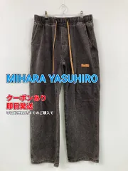 MIHARA YASUHIRO ミハラヤスヒロ デニムパンツ ブラック フルレングス 無地 ワンポイント ブランドロゴ スタンダード ストレート レギュラー ウエストゴム・紐 ヴィンテージ メンズのサムネイル