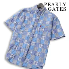 PEARLY GATES パーリーゲイツ ゴルフ 春夏★ 半袖 パッチワーク チェック柄 ボタンダウン シャツ Sz.3 メンズのサムネイル