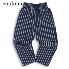 cookman クックマン 通年★ ストライプ ワイド テーパード イージー ストレッチ シェフ パンツ Sz.M メンズのサムネイル