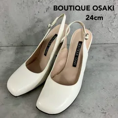 BOUTIQUE OSAKI ブティックオーサキ 24cm スクエアトゥ バックストラップ パンプス ホワイト 太ヒール ハイヒール サンダル ストラップ フォーマル 結婚式 二次会 パーティー オフィス 通勤 冠婚葬祭 ★ ■◆のサムネイル