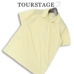 TOURSTAGE ツアーステージ ゴルフ 春夏★ 半袖 鹿の子 ロゴ 幾何学柄 総柄 ポロシャツ Sz.M メンズのサムネイル