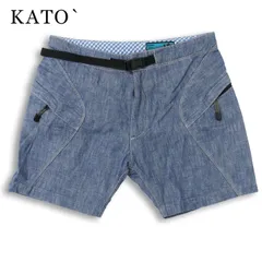 Le Passe-temps Bleu by KATO` パストンブルー カトー 春夏★ シャンブレー クライミング ショート パンツ Sz.M メンズのサムネイル