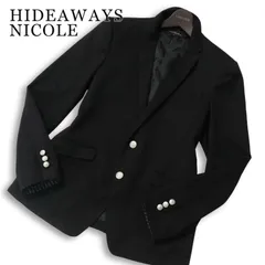 【美品】HIDEAWAYS NICOLE ハイダウェイ ニコル 通年★ 刻印 銀釦 テーラード ジャケット ブレザー Sz.46 メンズ 黒のサムネイル