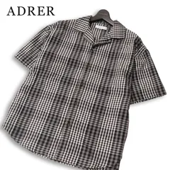 ADRER アドラー 春夏★ 半袖 チェック柄 ビッグシルエット シャツ Sz.M メンズのサムネイル