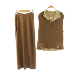 イタリヤ 伊太利屋 ベスト スカート セットアップ ジップアップ ロング 総柄 ロゴ 7 ブラウン /CX ■ECD003のサムネイル