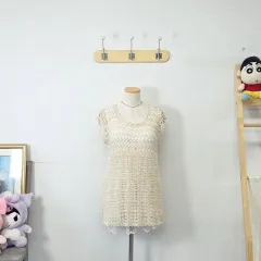 ヴィンテージ アイボリー ベスト メッシュ ニットのサムネイル