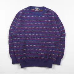 CHAPS RALPH LAUREN 90年代 日本製 クルーネック 総柄 ニット セーター M ネイビー ウールのサムネイル