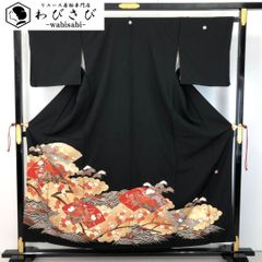 黒留袖 作家物 地紙 花車 花模様 金駒 金彩 K-5505 - メルカリ