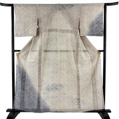 A5 夏物 本場小千谷縮 抽象模様 銀糸 麻 小紋 薄物 絽 紗 着物02