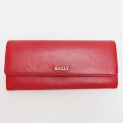 BALLY バリー 本革 レザー ラウンドファスナー 長財布 レッド】 - メルカリ