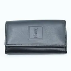 S05-k052 美品 YVES SAINT LAURENT イヴサンローラン ロゴ レザー 5連キーケース/コインケース ブラックのサムネイル
