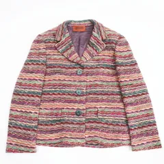 MISSONI ミッソーニ 総柄 ウール/レーヨン/ポリエステル ツイード ジャケット 44 マルチカラー K10-k003のサムネイル
