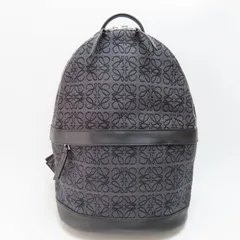 M04-k069 LOEWE ロエベ アナグラム ジャガード キャンバス/カーフレザ― バックパック リュック グレー/ブラックのサムネイル