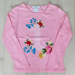 S10 Christian Dior クリスチャンディオール NO1 トロッター ロゴ フラワー刺繍 ロングTシャツ F38 ピンクのサムネイル