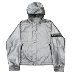 DIOR HOMME ディオールオム ロゴワッペン ナイロン/キュプラ ジップアップ フーディー ジャケット 44 シルバー/ブラック S2601-k074のサムネイル