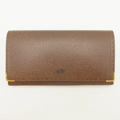 M10 美品 Valentino Garavani ヴァレンティノガラヴァーニ Vロゴ レザ―がま口 長財布 チャのサムネイル