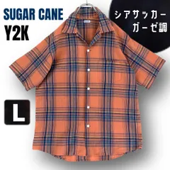 シュガーケーン SUGAR CANE★Y2Kアメカジ/オールド東洋★ガーゼ質感シアサッカー★オープンカラーシャツ★半袖★オンブレチェック★メンズL   #2607J068のサムネイル
