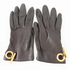 M10 HERMES エルメス シェーヌダンクル レザ― グローブ 手袋 7 ブラック/ゴールドのサムネイル