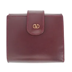 美品 VALENTINO GARAVANI ヴァレンティノガラヴァーニ Vロゴ レザ― Wホック財布 ボルドー K2606-k093のサムネイル