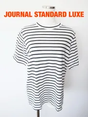 JOURNAL STANDARD LUXE　ジャーナルスタンダードラックス ボーダーTシャツ　日本製　F（フリー）　ホワイト×ブラック　綿100%　半袖　カジュアル　おしゃれ　送料込み　6468333のサムネイル